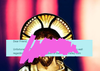 A man that appears to be Jesus with his face covered by a message to a friend and pink coloring obstructing the view.