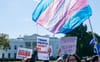 Trans rights protestors outside of the White House. 